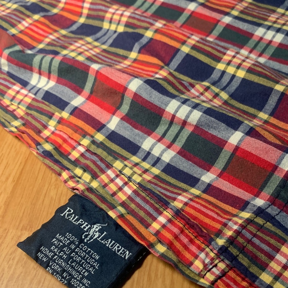 Vintage Ralph Lauren Madras Kennebunkport Twin Flat Sheet 100% Cotton